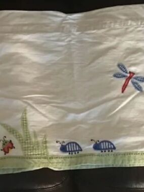 Pottery Barn Kids Nursery Curtain Bug Motif - White, Blue, Green